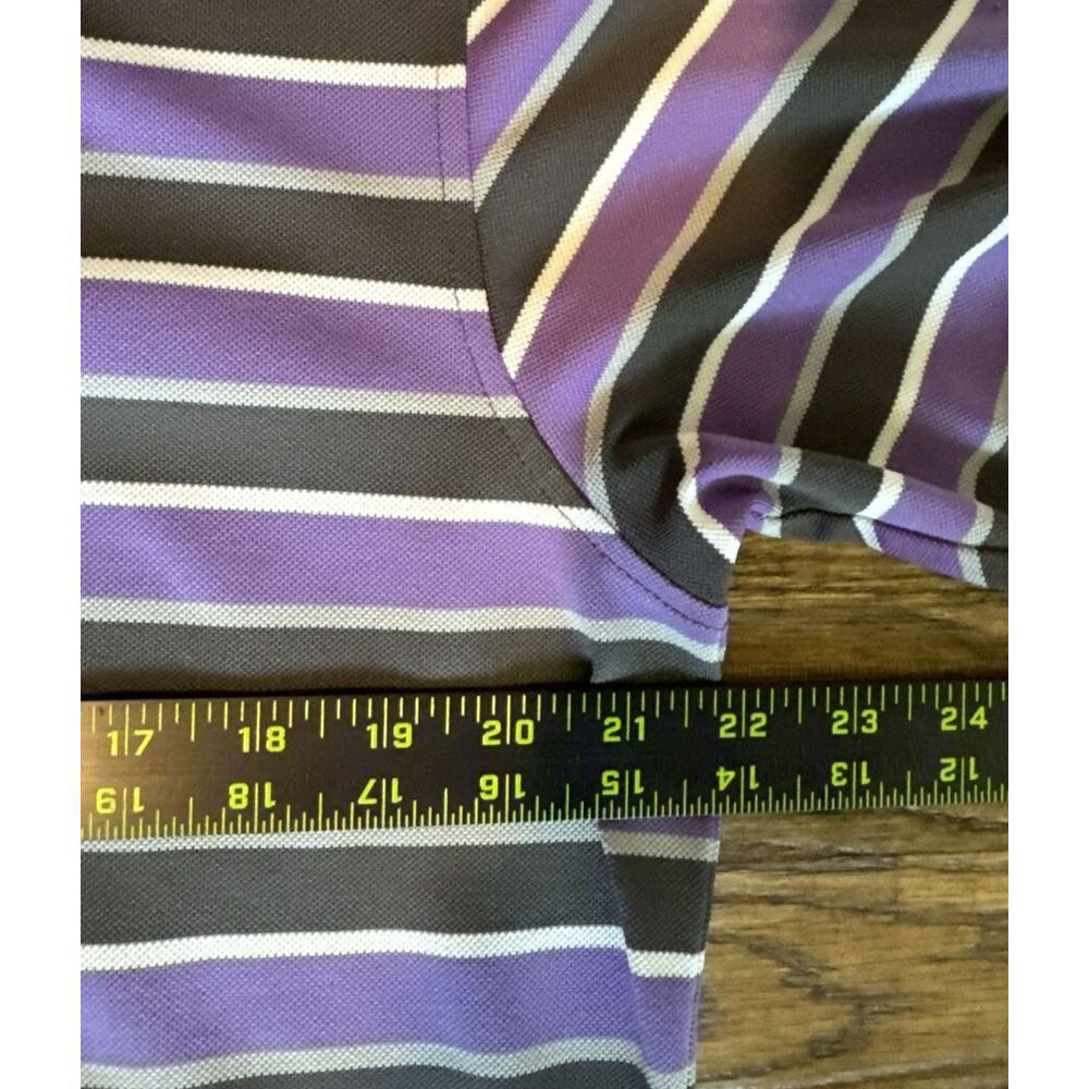 FootJoy Golf Shirt Mens Med Rancho San Marcos logo Purple Brown Stripes - Picture 6 of 11